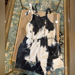 Kori Black and White Tie-Dye Romper Shorts - Kids